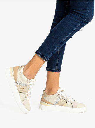 Damen-Sneakers aus Leder mit Strasssteinen