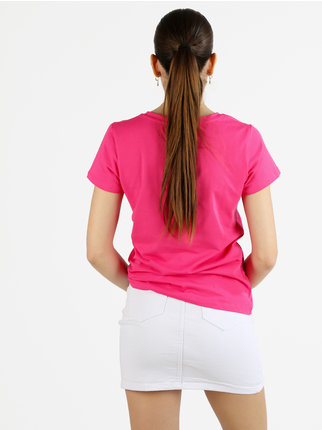 Damen-T-Shirt mit Tasche und Strass-Applikationen