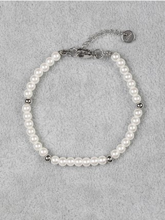 Damenarmband aus Stahl mit Perlen