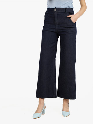 Damenhose mit hohem Bund und Jeans-Effekt