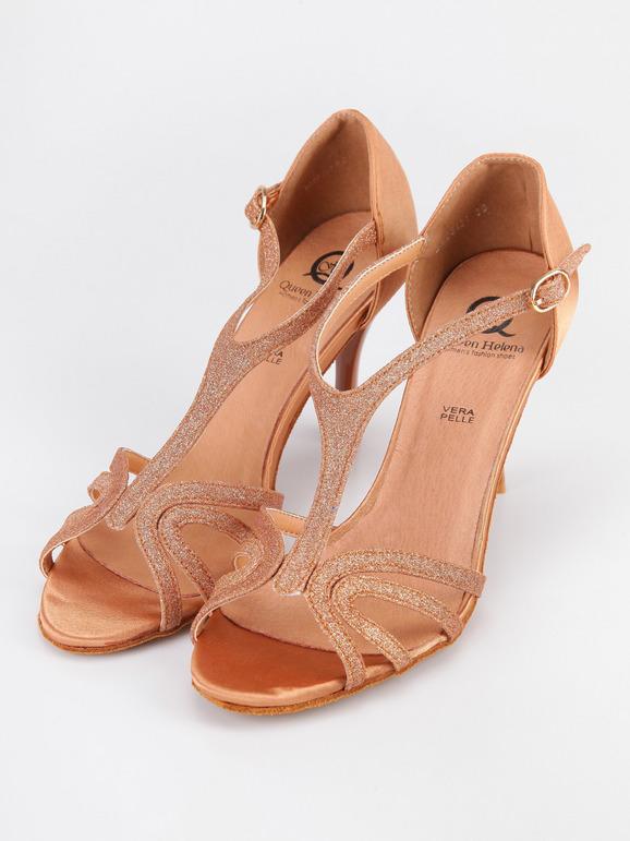 Dance sandals with bronze glitter