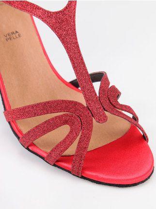 Dance sandals with red glitter