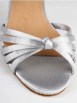 Dance shoes in silver satin effect fabric