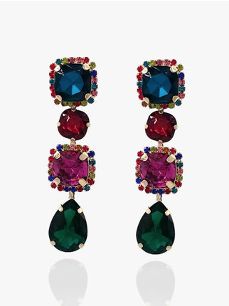 Dangle earrings with stones and rhinestones for women