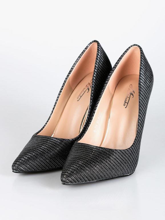 Decolletè in glittery fabric with stiletto heel
