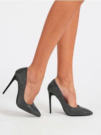 Decolletè in glittery fabric with stiletto heel
