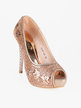 Decolletè peep toe with stiletto heel and rhinestones for women