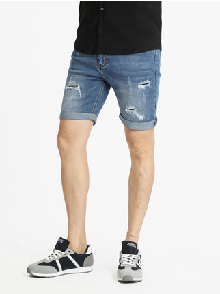 Denim Bermuda shorts for men with rips