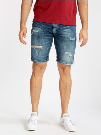 Denim Bermuda shorts with rips