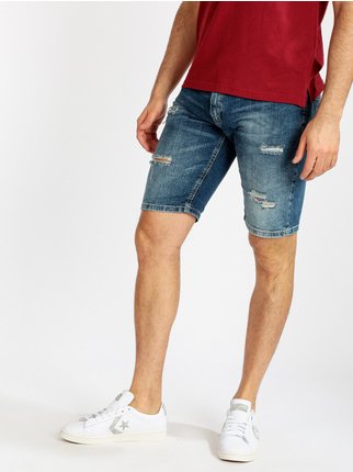 Denim Bermuda shorts with rips