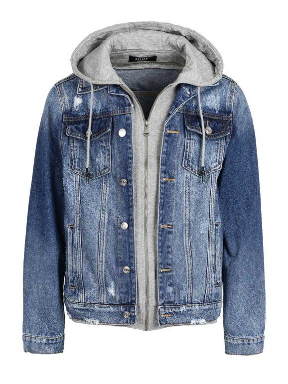 Brutal Portrayal Crow Enos Denim jacket with fleece hood: for sale at 39.99€ on Mecshopping.it