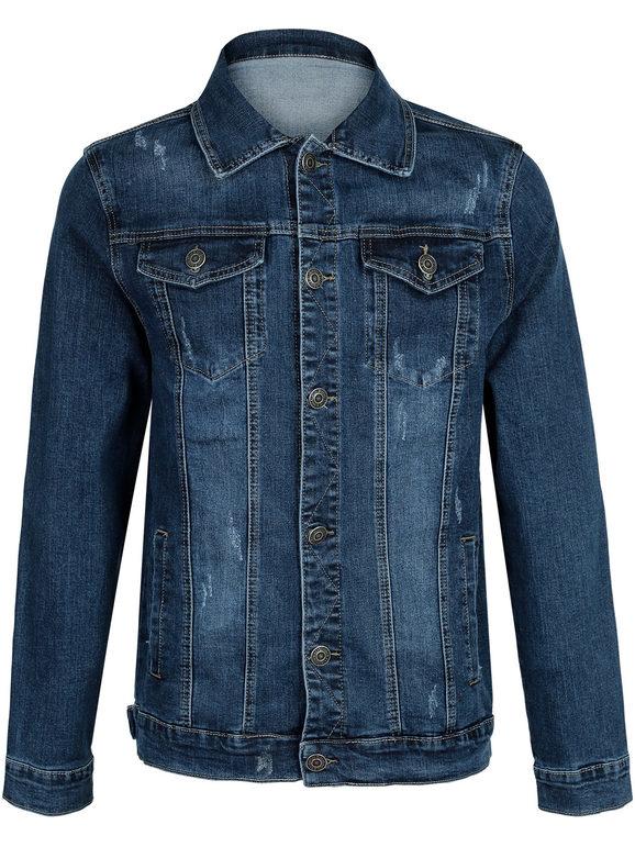 Victorious Men's Casual Distressed Denim Jean Jacket DK100 - Light Indigo -  Small at Amazon Men's Clothing store