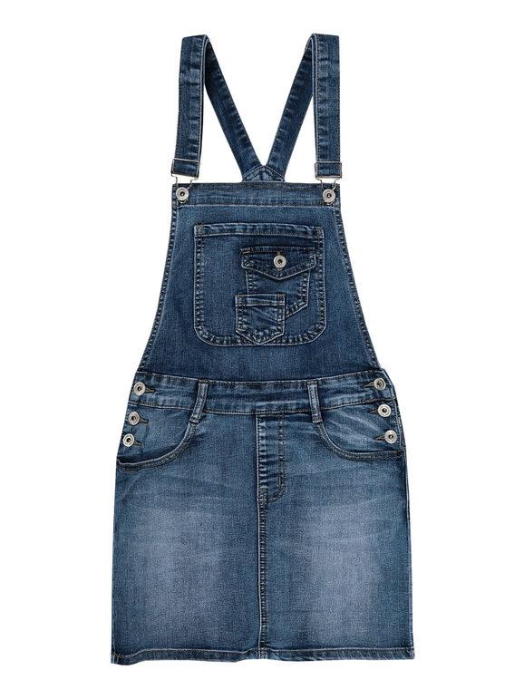 Denim dungarees with skirt