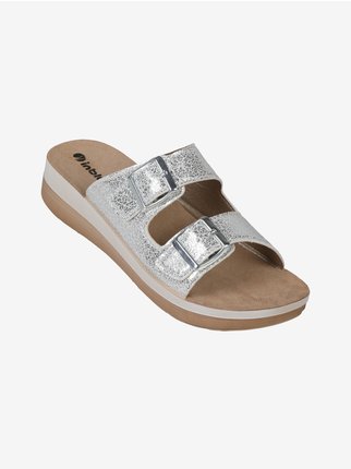 Double band women's slippers with buckles