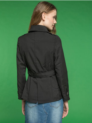 Double-breasted women's short trench coat