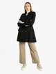 Double-breasted women's trench coat with belt