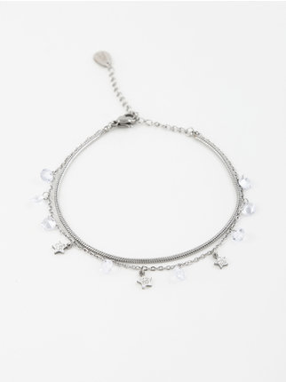 Double chain bracelet with charms