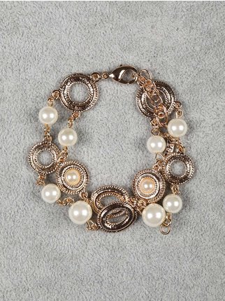 Double women's bracelet with pearls