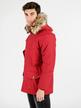 Down jacket with hood and red fur