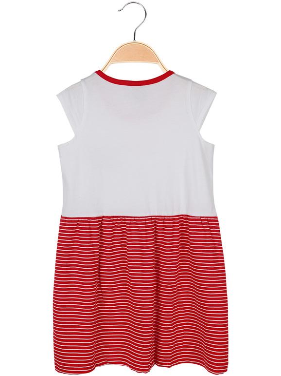 Dress with lettering and striped skirt