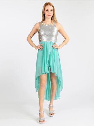 Dress with sequins and longer back