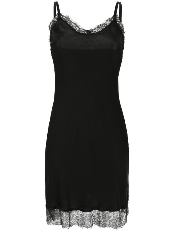 Dress with spaghetti straps and lace profiles