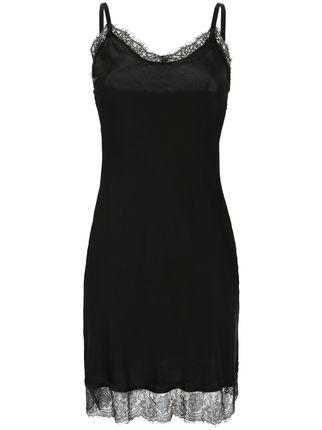 Dress with spaghetti straps and lace profiles