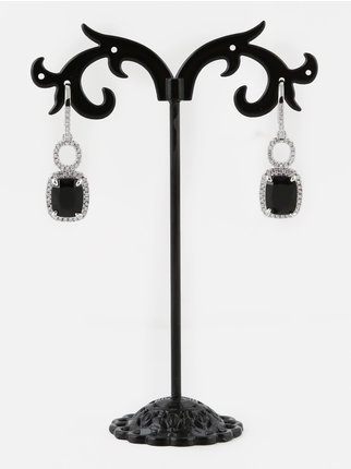Earrings with stone and rhinestones