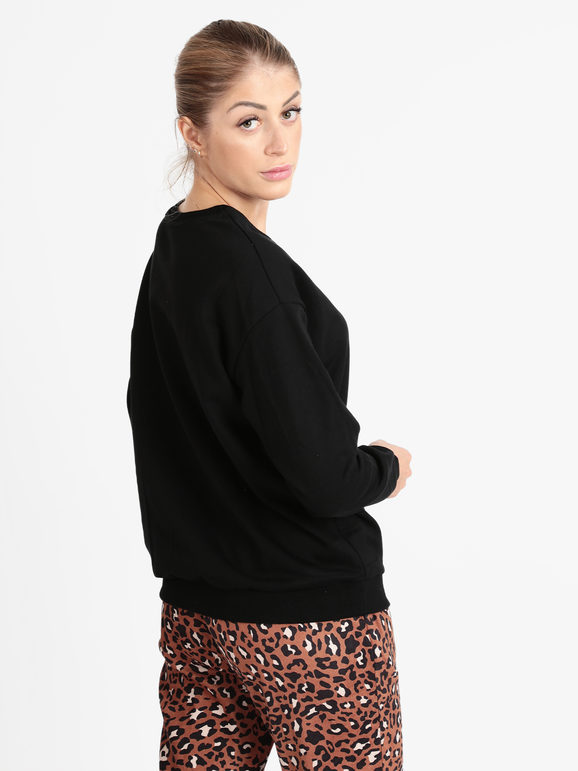 Einfarbiges Damen-Sweatshirt mit Rundhalsausschnitt