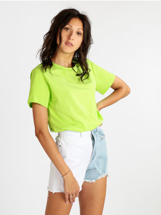 Einfarbiges Damen-T-Shirt aus Baumwolle