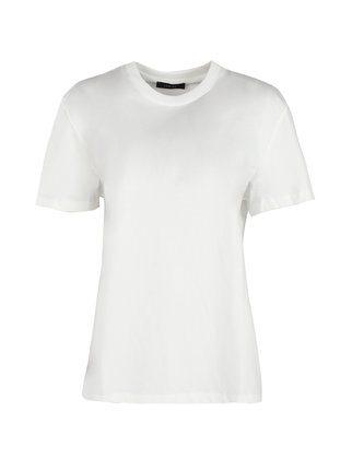 Einfarbiges Damen-T-Shirt mit Rundhalsausschnitt
