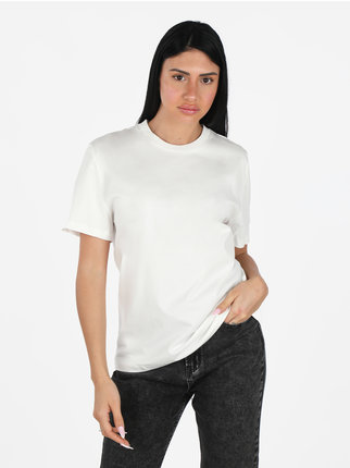 Einfarbiges Damen-T-Shirt mit Rundhalsausschnitt