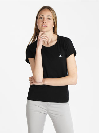 Einfarbiges Kurzarm-T-Shirt für Damen