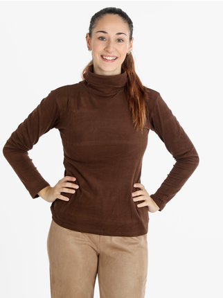 Einfarbiges Rollkragen-T-Shirt für Damen