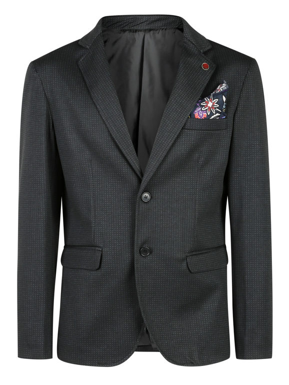 Elegant black micro-patterned jacket