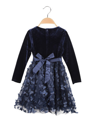 Elegant little girl's dress in velvet and tulle