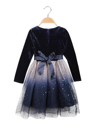 Elegant little girl's dress in velvet and tulle
