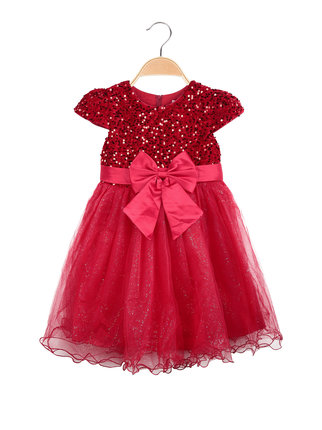 Elegant little girl's dress with short sleeves in tulle