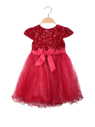 Elegant little girl's dress with short sleeves in tulle