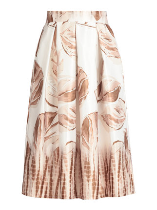 Elegante falda efecto raso con estampado floral
