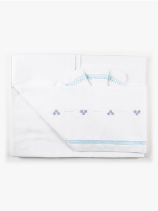 Embroidered cot sheets set