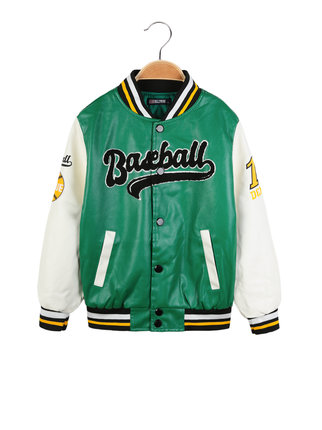 Faux leather baseball jacket for children