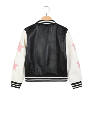 Faux leather bomber jacket for girls