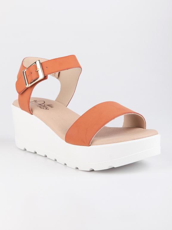 Faux leather sandals with wedge