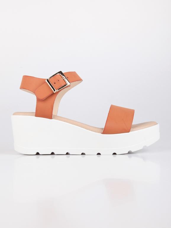 Faux leather sandals with wedge