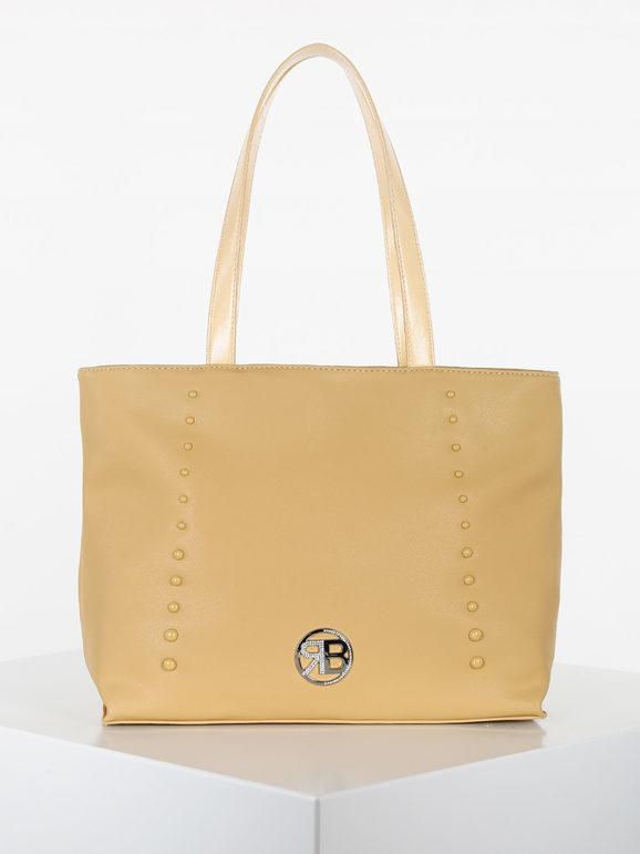 Faux leather tote bag with studs