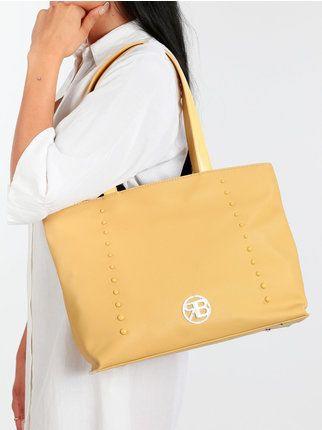 Faux leather tote bag with studs
