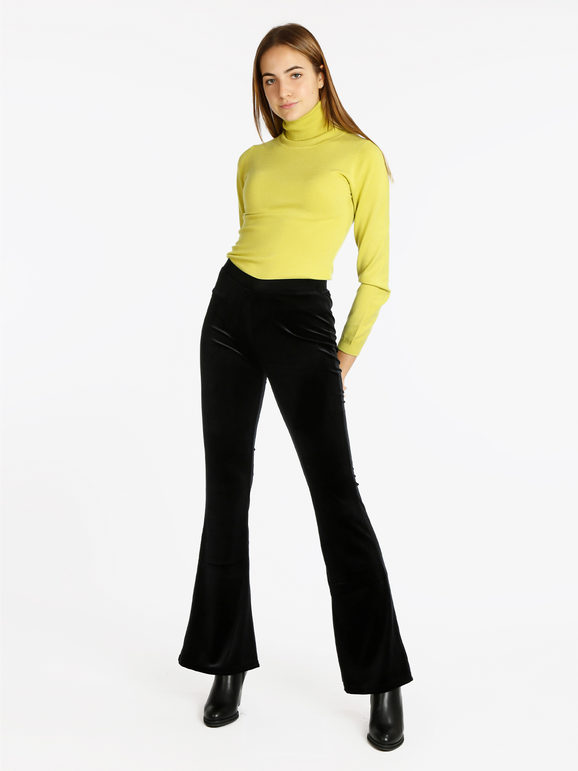 Flared chenille trousers