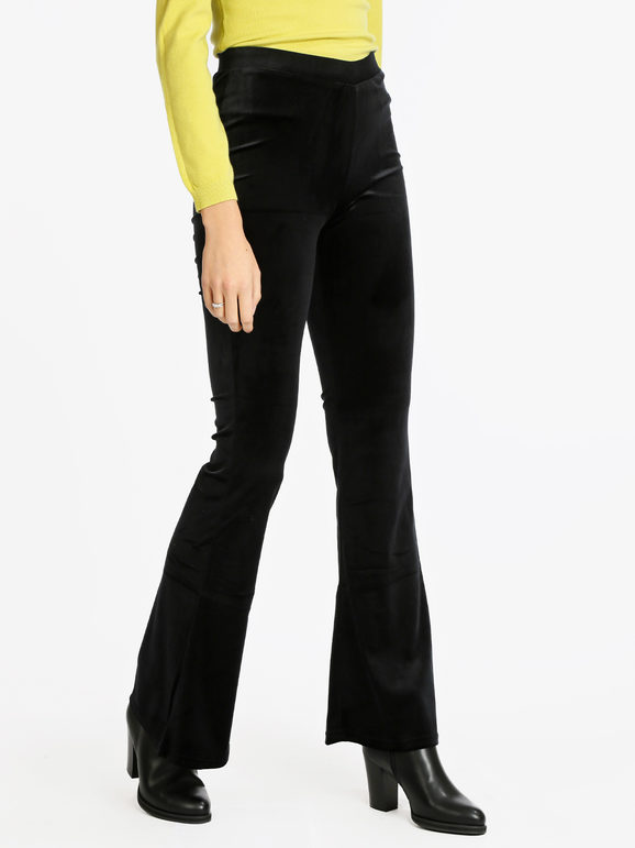 Flared chenille trousers