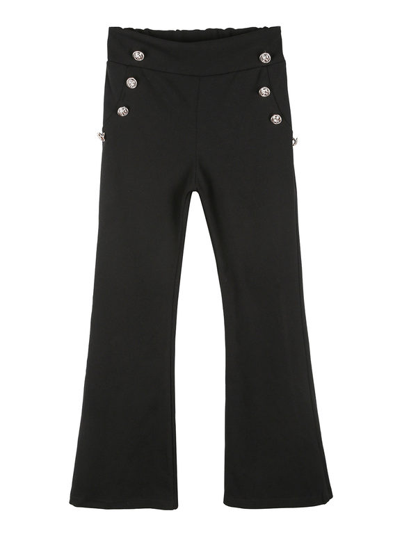 Flared trousers for girls with buttons